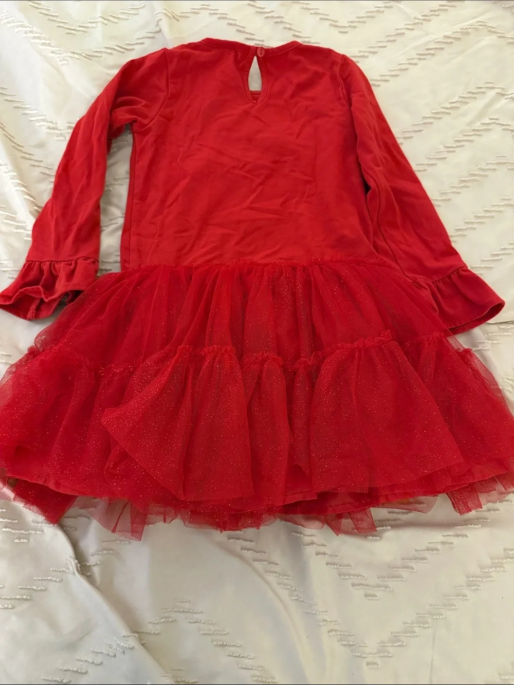 Girls Red Reindeer Tulle Holiday Dress
